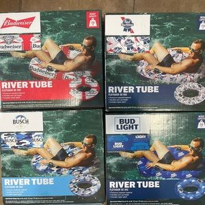 FLOAT TUBES. You get 4 new in box tubes. Great for the pool, river, beach etc!